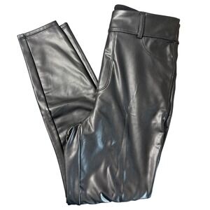 Halara High Waisted Skinny Faux Leather Leggings in Black Size Medium
